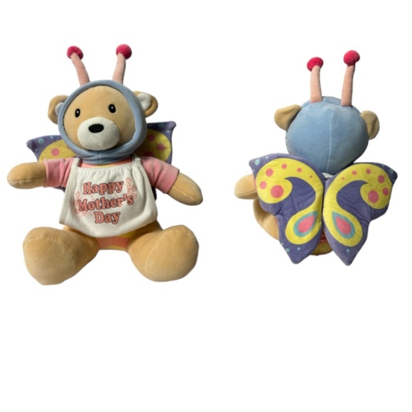 Kaisiyang Plush Bear With Butterfly Wings. 9” White Happy Mother’s Day Bib NWOT - Picture 12 of 16